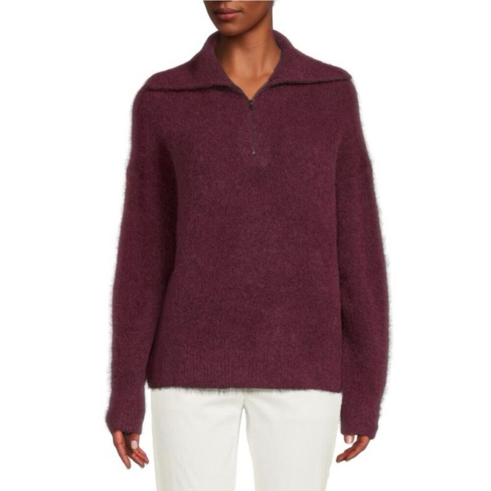 NWOT: Vince Alpaca Blend Burgundy Quarter Zip